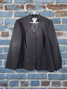 Dana Kay Sequined Black Dress Suit Blazer Size 18W